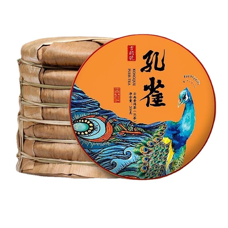 Peacock Ripe Tea Cake Yunnan Menghai Old Puerh Tea Ancient Tree Ripe Tea