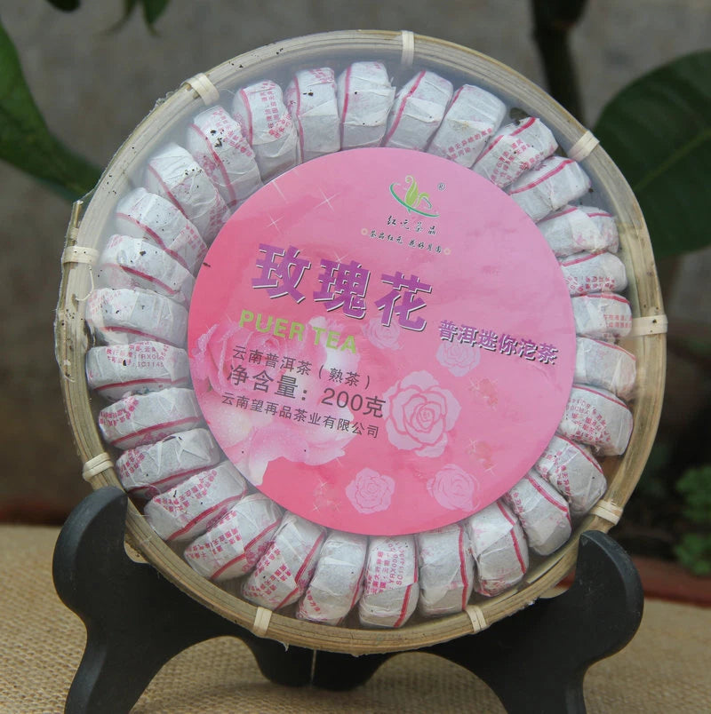 Hongyuan Tea Pu'er Tea Mini Tuo Tea Rose Tuo Ripe Puer 200g In Bamboo Packed