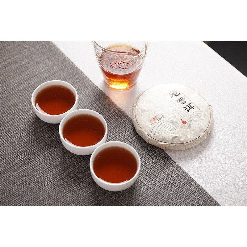 100g Yunnan Pu'er Tea Menghai Ripe Tea Old Pu'er Jiao Mu Ripe Tea Cake