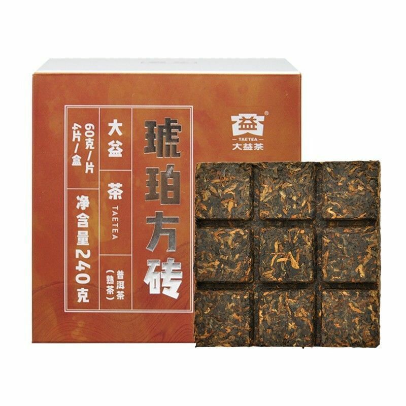 TAETEA Brand Amber Square Brick Pu-erh Tea Brick 2020 240g Ripe Pu'er Puer Tea