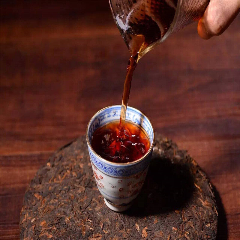 Chinese Tea Pu-erh Tea Cake Black Tea Yunnan Tong Qing Hao Ripe Puer Tea 357g