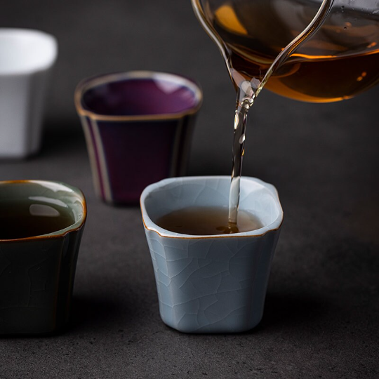 Square Ceramic Teacup Porcelain Tea Cup 50ml