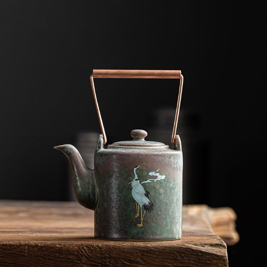 Ceramic Teapots Crane Pottery Tea Pot for Tea Lovers