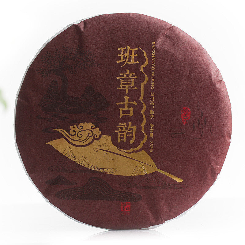 357g Yunnan Cooked Puerh Tea Cake Banzhang Age P-erh Ripe Tea Organic Pu'er Tea