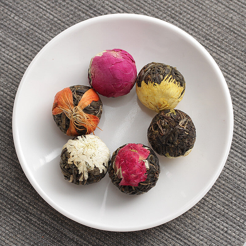 Pu-erh Flower Tea Dragon Pearl 18 raw tea 6 flavor combination flower tea