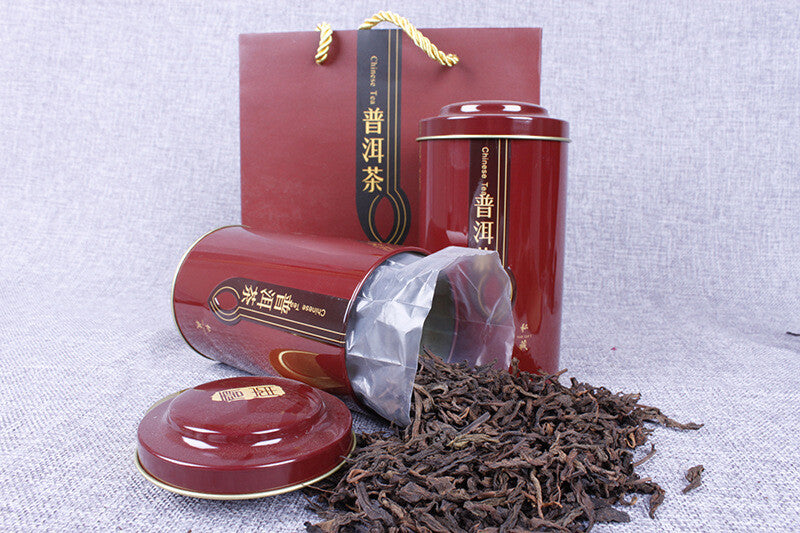 Big Leaf 90's Puerh Tea Ripe Tea Leaves Changxiang Menghai Ripe Tea 100g*2 cans