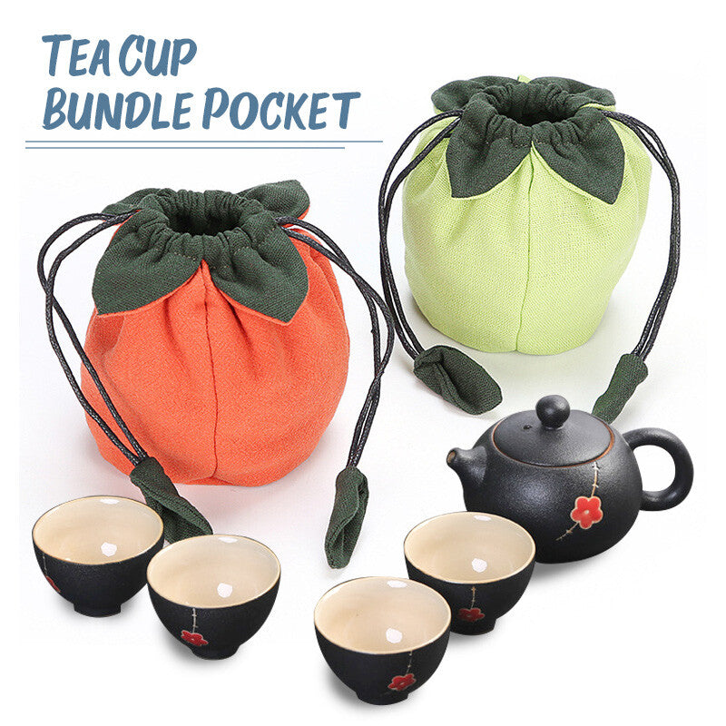 Tea Cup Drawstring Bag Travel Teaware Storage Pouch Portable Collect Teacup Bag