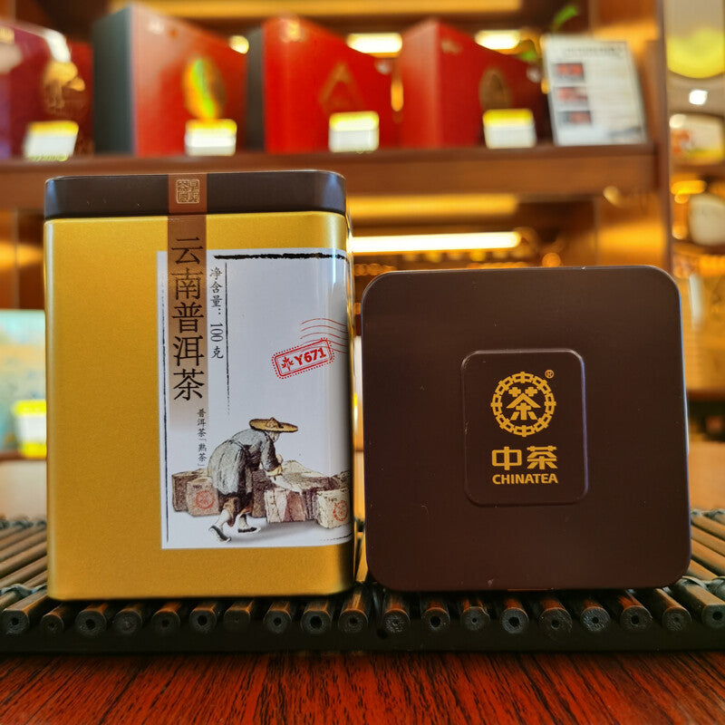 100g China Tea Brand Yunnan Pu'er Tea Puer Cooked Tea Classic Y671 Loose Tea Tin