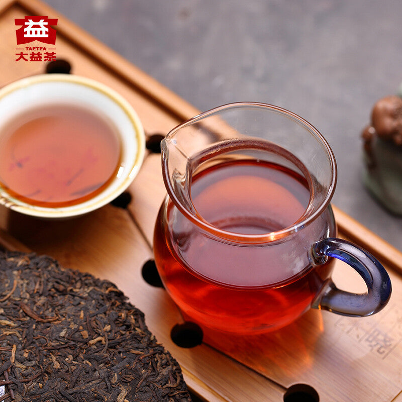 357g Classic Pu'er Tea Cake Ripe Aged Puer TeaMenghai TAETEA Dayi Wei Zui Yan