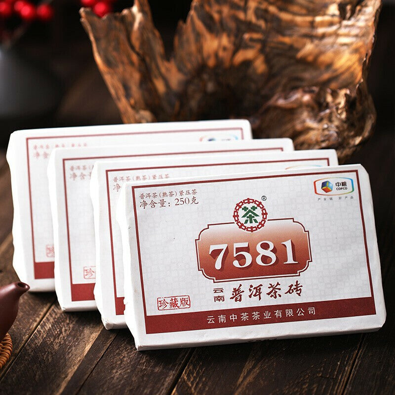 250g CHINATEA Brand Classic 7581 Pu-erh Tea Brick Ripe Puer Pu'er Brick Tea