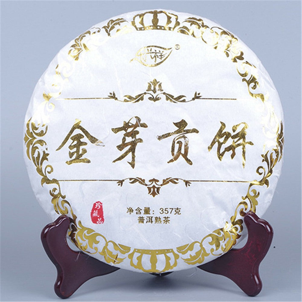 357g Yunnan Pu-erh Tea Black Tea Cake Premium Ripe Pu'er Tea Chinese Cooked Tea