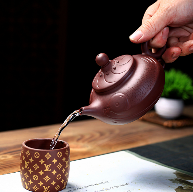Yixing purple clay teapot tea pot pure hand carved Kung Fu Tea Set Gift Purple m