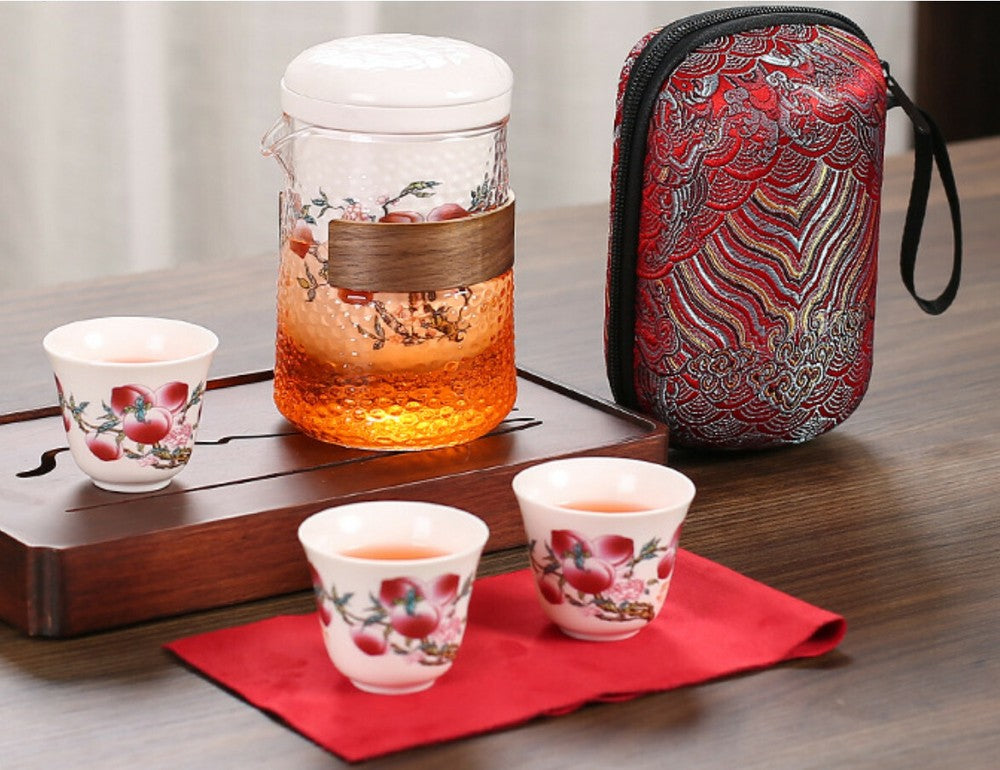 5-piece ceramic teapot kettle fair mug tea cup Pu 'er tea pot portable tray set-