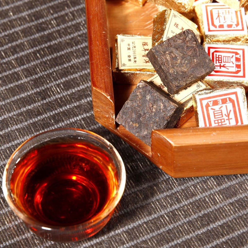 Yunnan Bulk Ripe Puerh Tea Bohai Square Mini Puer Tea Brick TeaHealthy 1Pc/Cup