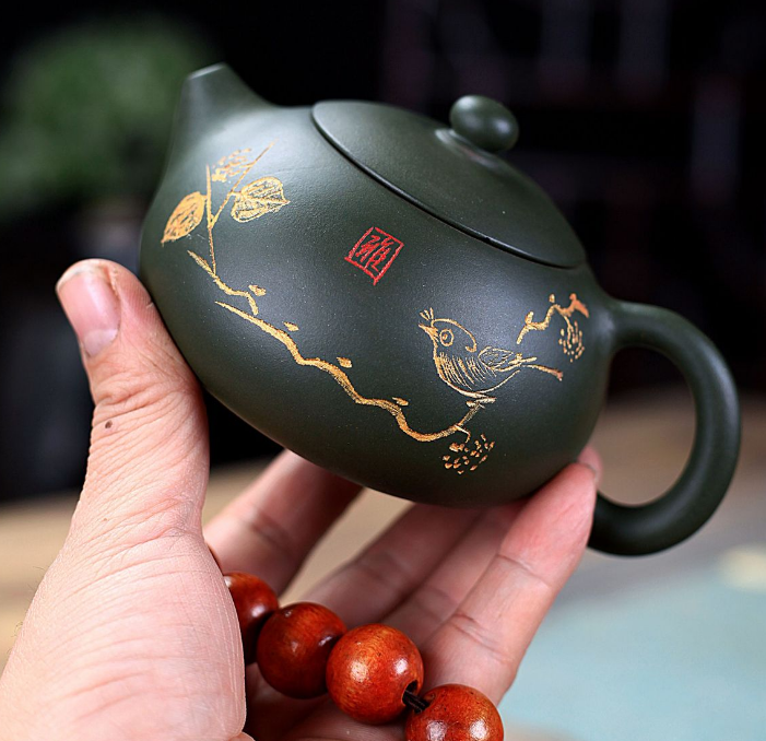 Yixing purple clay pot green clay Xishi pot tea set tea pot Kung Fu tea pot