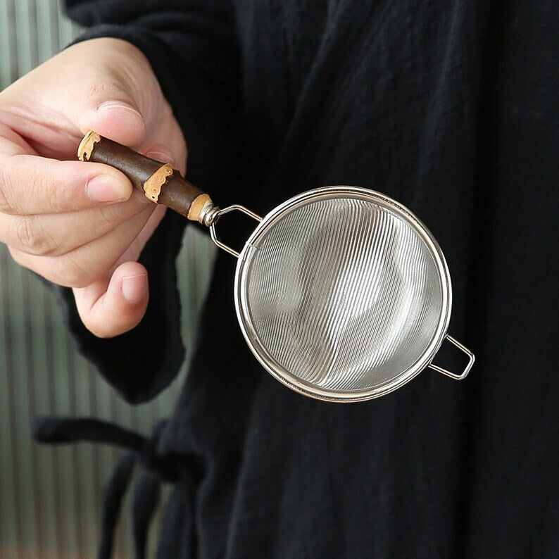 Bamboo Handle Stainless Steel Tea Filter|Tea Accessories|Tea Infuser