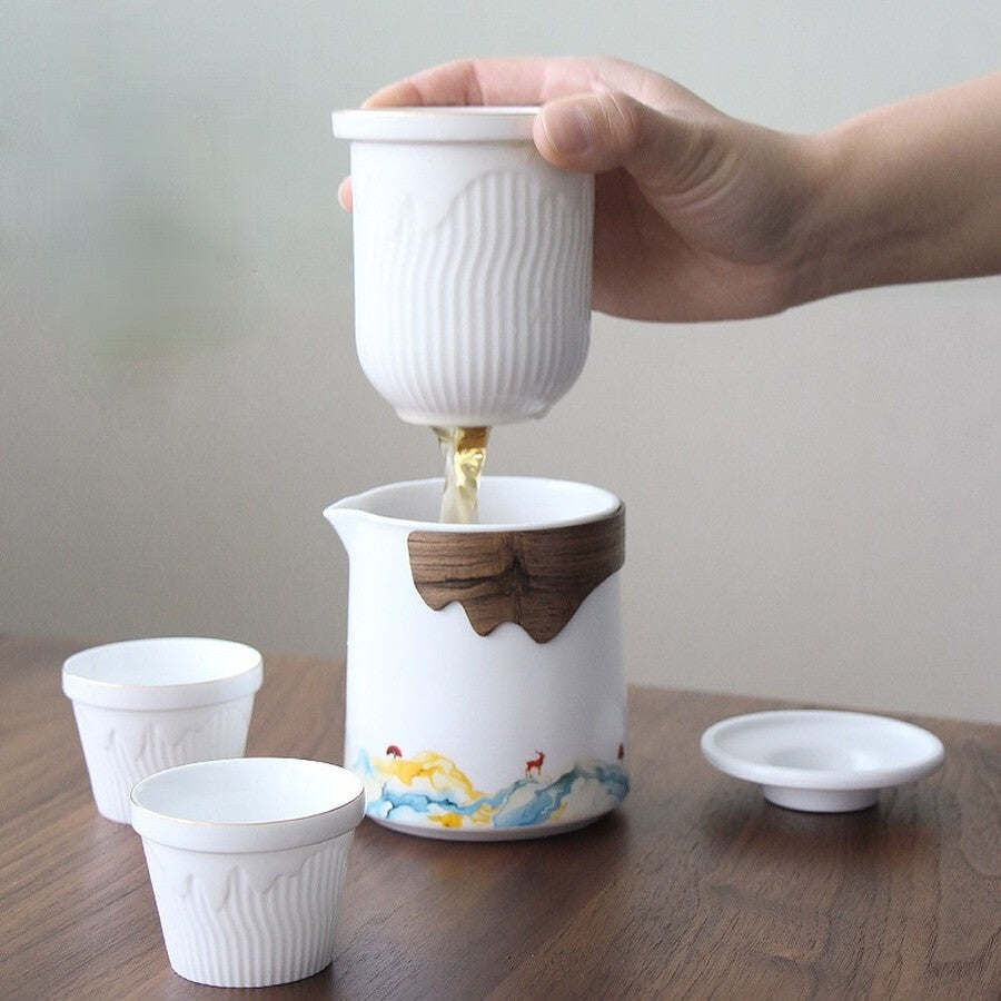 Chinese Travel Portable Ceramic Kung Fu Tea Cup Teapot Set Creative Puer Tea Set