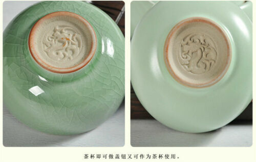 portable tea set porcelain tea pot with infuser gold fish statue on lid tea cups