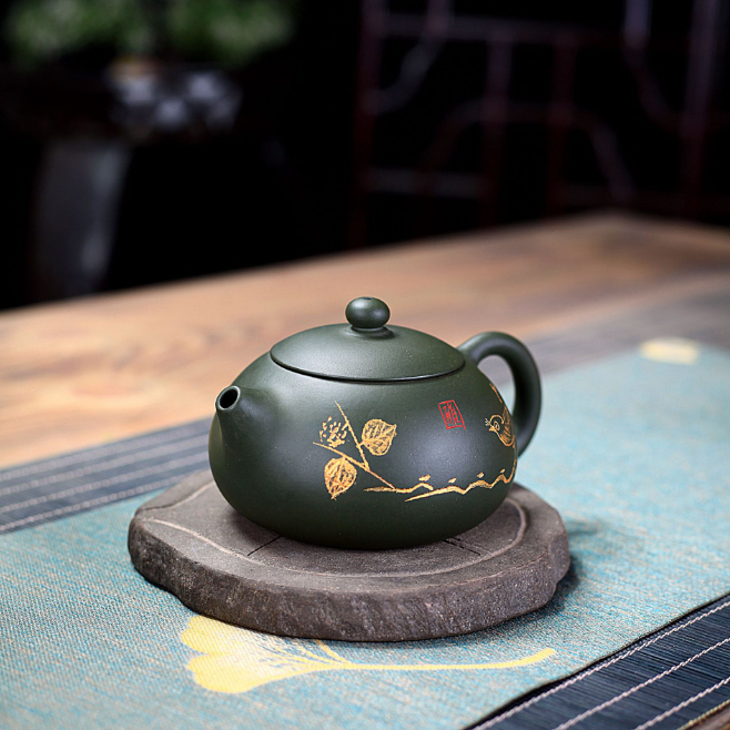 Yixing purple clay pot green clay Xishi pot tea set tea pot Kung Fu tea pot
