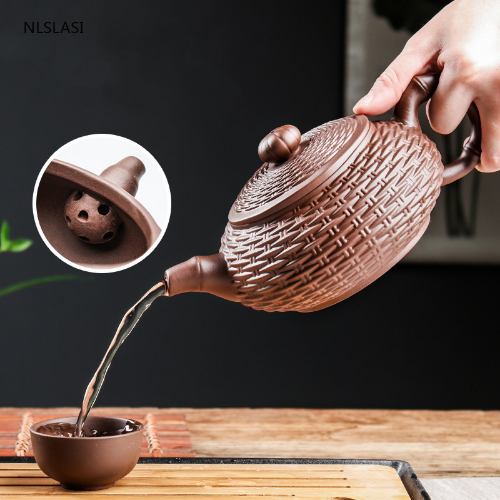 Chinese Yixing Tea Pot Purple Clay Xishi Filter Teapot Kettle Handmade Tea Set