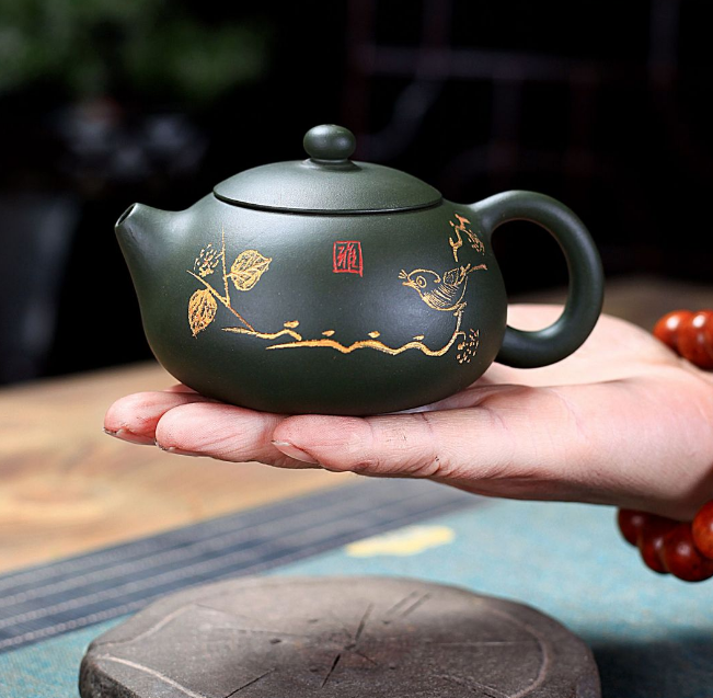 Yixing purple clay pot green clay Xishi pot tea set tea pot Kung Fu tea pot