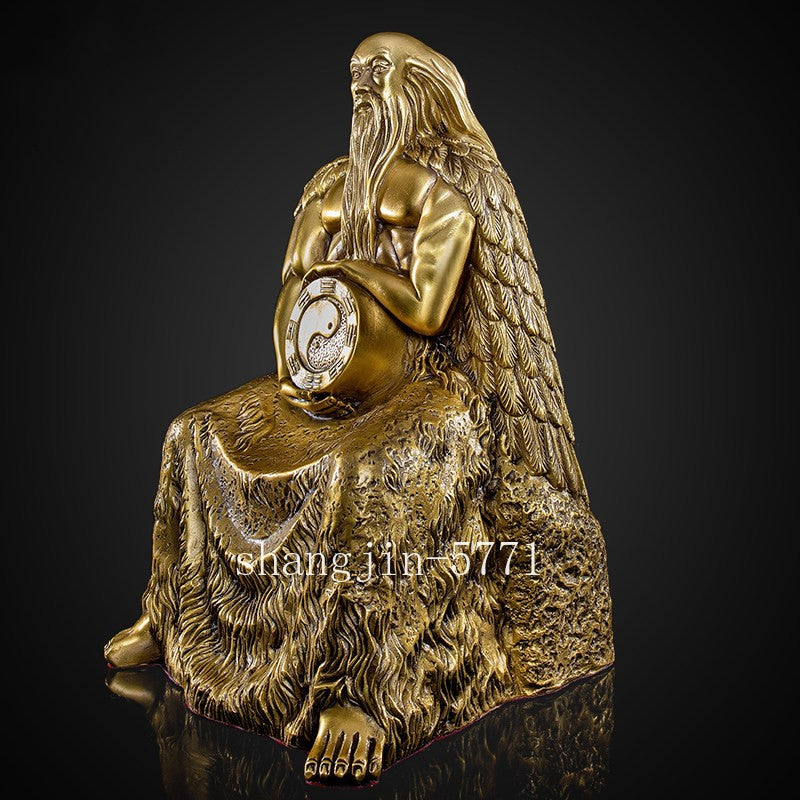 18cm Brass Fuxi Bronze Statue Bagua Ornaments Patriarch Offering Buddhist Temple