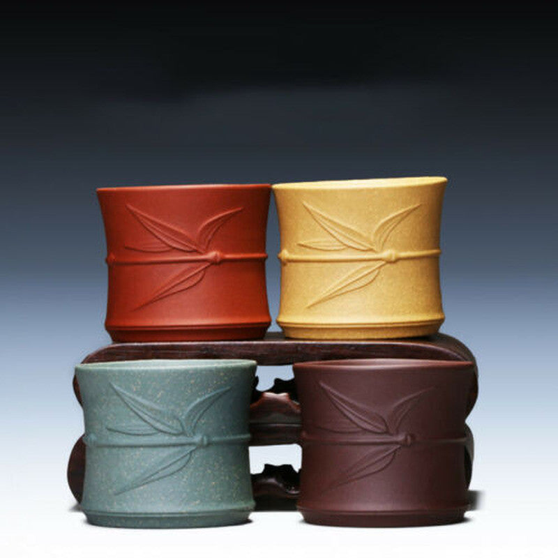 China Puer Tea Real Yixing Zisha Tea Cup Marked Bamboo Relief Master Cup of Tea