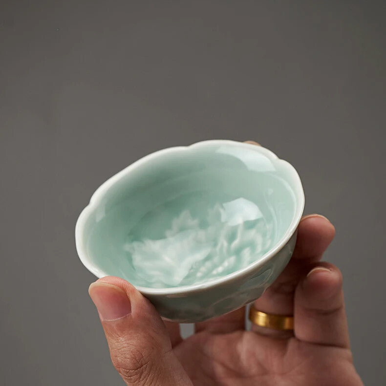 Peony Ceramic Tea Cup Set Teaware Wine Bowl For Tea Ceremony Coffee Teacup