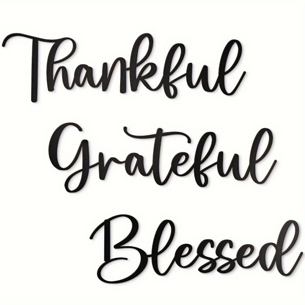 CIFbuy 3PCS Black Gratitude Metal Wall Art - Aesthetic 'Appreciate Life' Decor