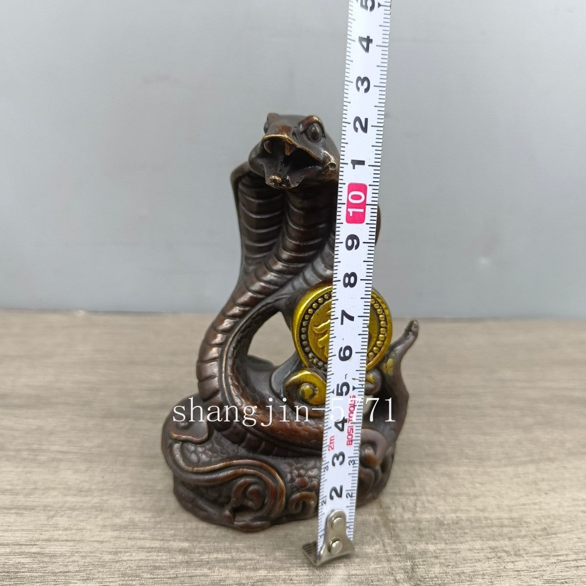 Pair 5" Brass Cobra Snake Statue Artwork Collection Wealth Feng Shui Home Decor