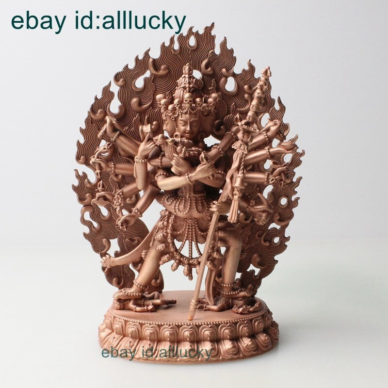 11cm Exquisite Red Copper Carving Cakrasamvara Chakrasamvara Buddha Statue Tibet