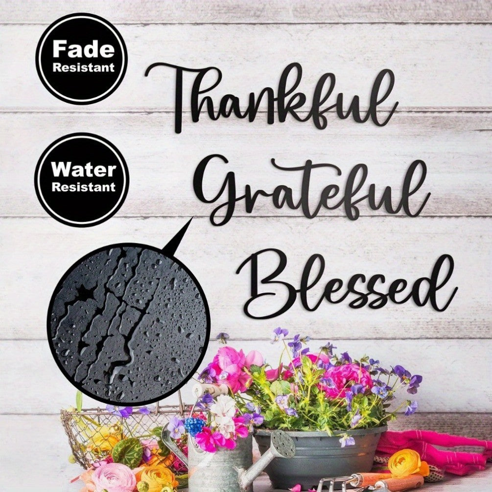 CIFbuy 3PCS Black Gratitude Metal Wall Art - Aesthetic 'Appreciate Life' Decor