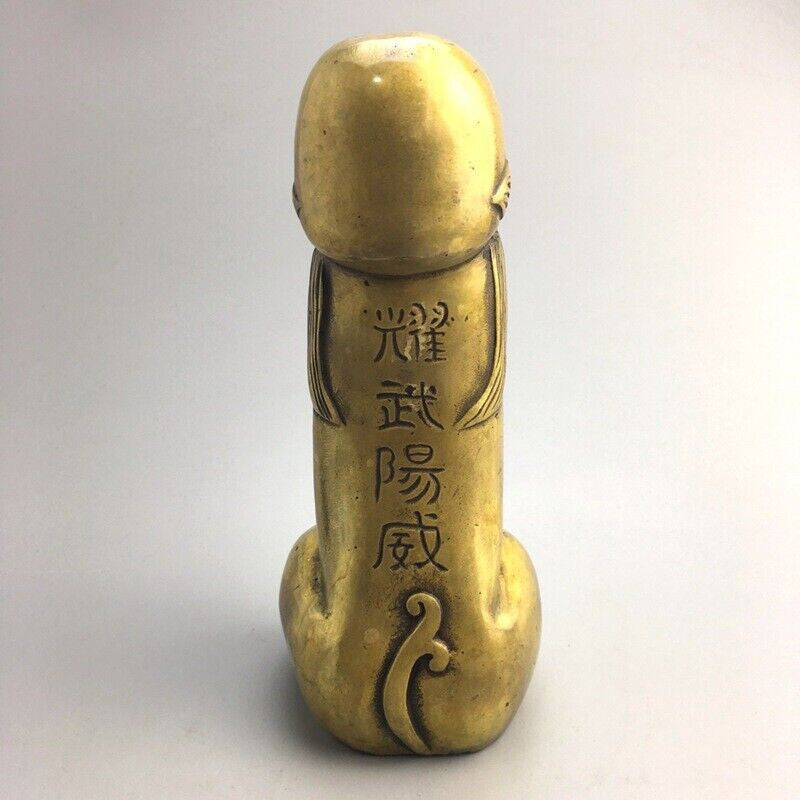 Solid Brass Carved Peni Statue Figure Amulet Feng Shui Decor