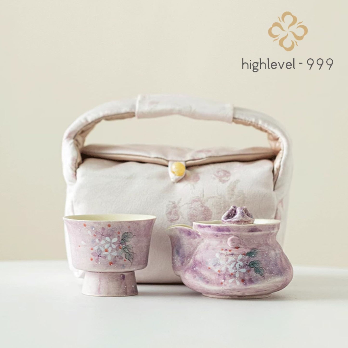 Ceramics Hand Held Teapot with 1cups 3pc Set 120ml Tea Pot Kungfu Tea Set Suit
