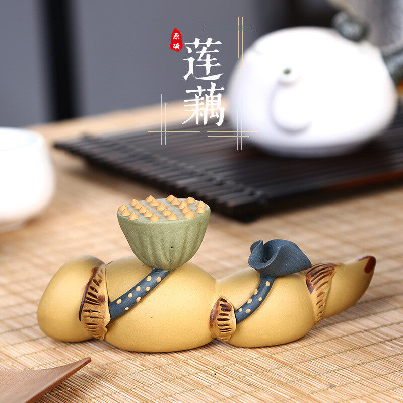 Crafts Purple Sand Tea Pet Lotus Root Tea Pot Tea Plate Decoration Tea Ceremony