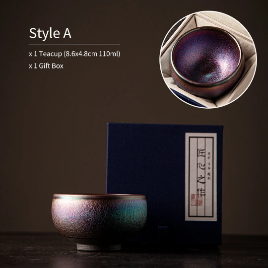Colorful Jianzhan Ceramic Tea Cup Puer Tea Cup Handcrafted Teacup 110ml Colorful