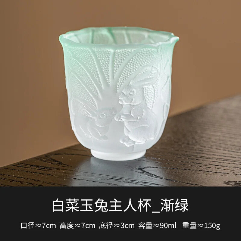Cute Glass Rabbit Tea Cup Ladies High Grade Tea Cup Embossed Glaze Tea Set