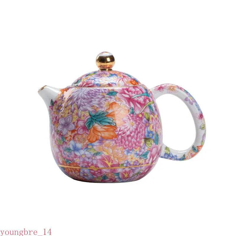 Chinese Handmade Tea Pots Porcelain Teapot Color Enamel Teapots Ceramic