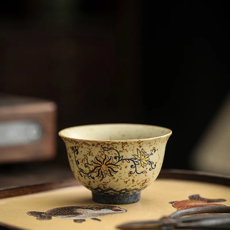 1 Pc 45ml Chinese Handmade Flowers Ceramic Teacup Vintage Tea Bowl Cup Teaware