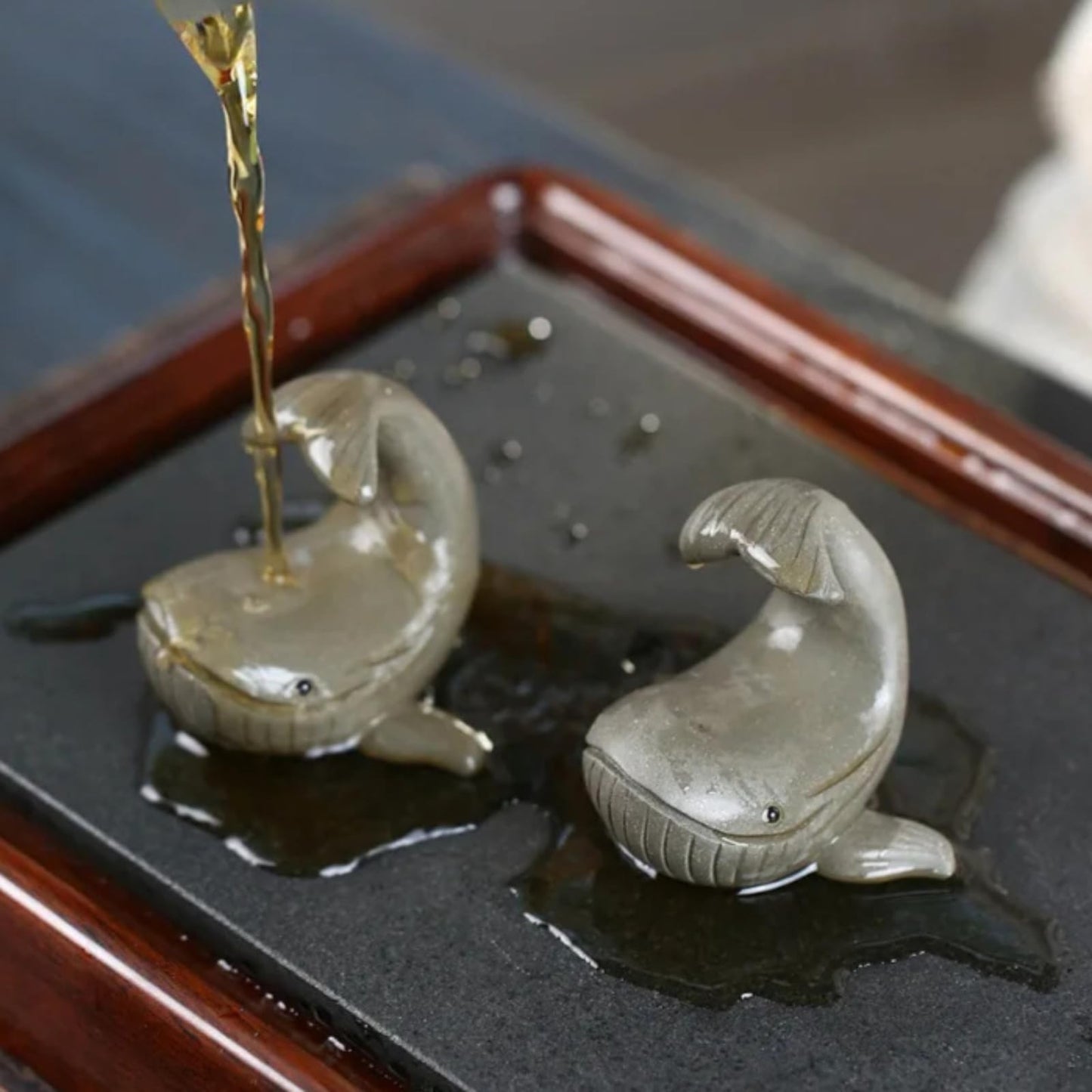 Purple Clay Whale Teapot Lid Holder Tea Pet 6.5cm Vintage Tea Statue Ornaments