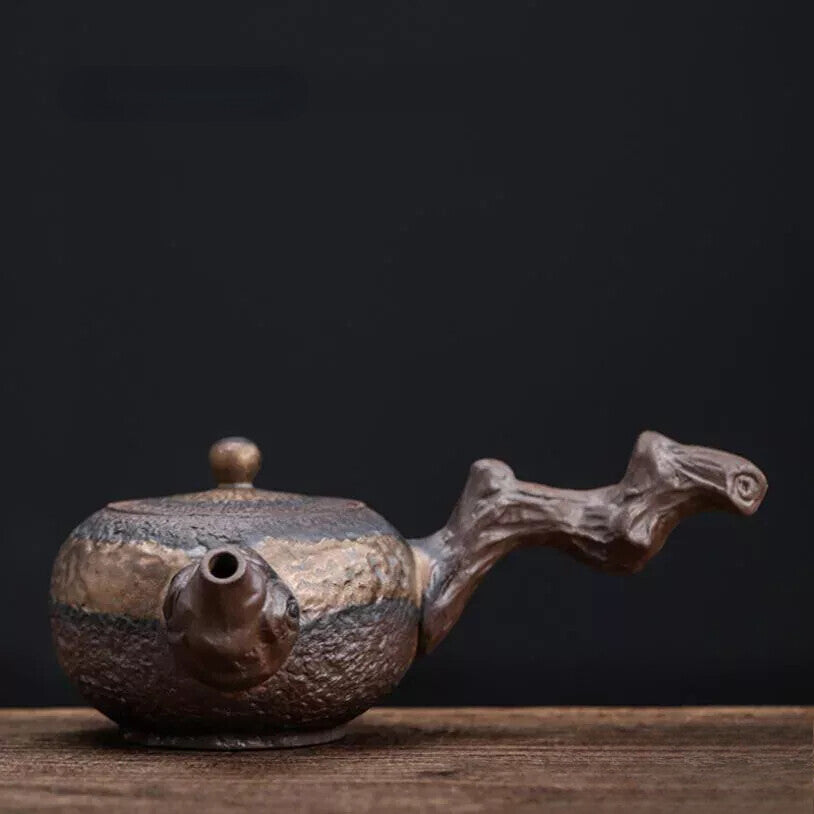 Chinese Dead Wood Side Handle Teapot Ceramic Antique Tea Pot Creative Pigmented