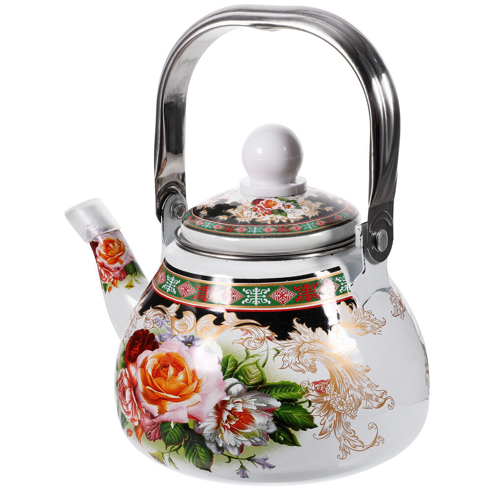 Enamel Kettle Floral Pattern Tea Kettle Stovetop Decorative Teapot Tea Kettle
