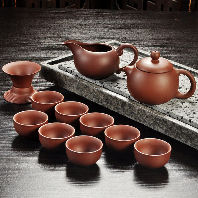 China Kung Fu Purple Sand Teapot Tea Set Ceramic Teapot Cup Handmade Drinkware