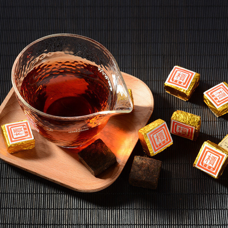 500g Menghai Pu'er Ripe Tea Small Square Brick Tea Leaves Pu'er Tea Tuo Tea
