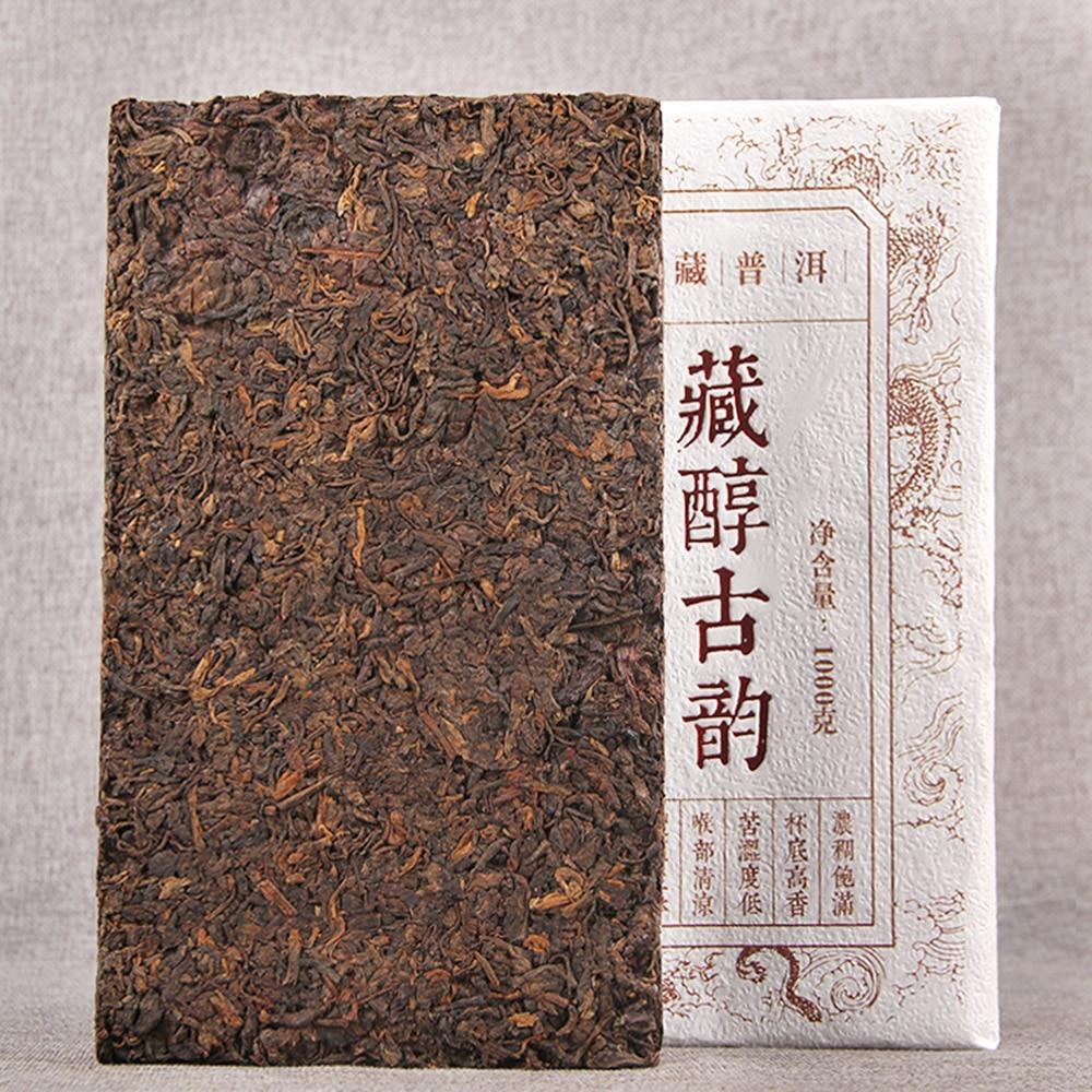 1000g Tibetan Mellow Ancient Rhyme Compressed Tea Ripe Puer Tea Yunnan Tea Brick