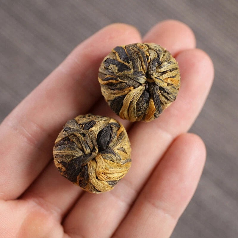1000g Organic Dian Hong Blooming Tea Ball Dragon Pearl Handmade Yunnan Black Tea