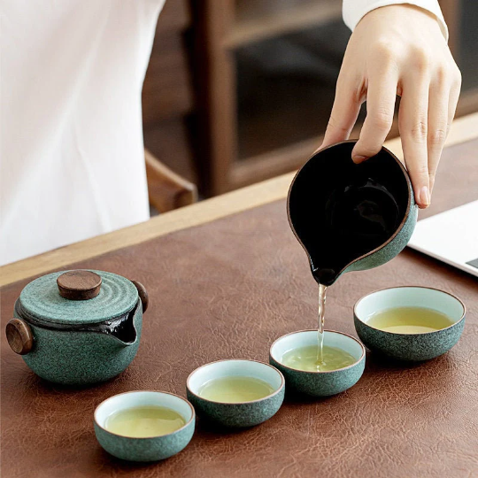 Green Ceramic Tea Cups and Sets Chinese Tea Set