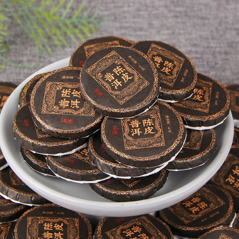 500g Yunnan Tangerine Peel mellow aroma Pu'er Tea Ripe Tea Bulk Mini Tea Cake