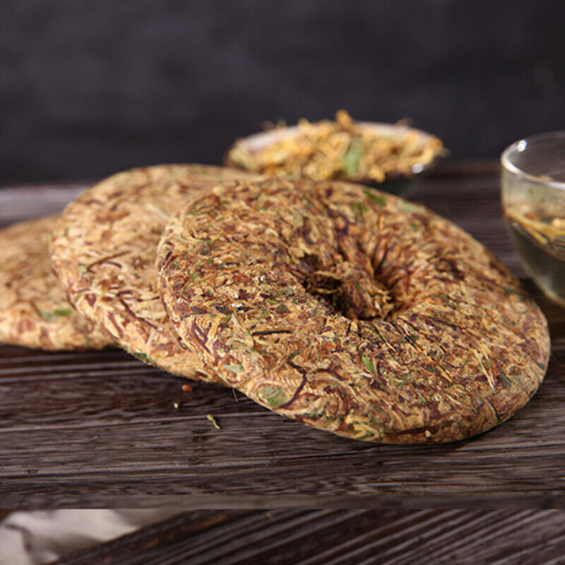 200g High Quality Honeysuckle Tea Cake Squeezing Process Scented Tea Chinese Tea