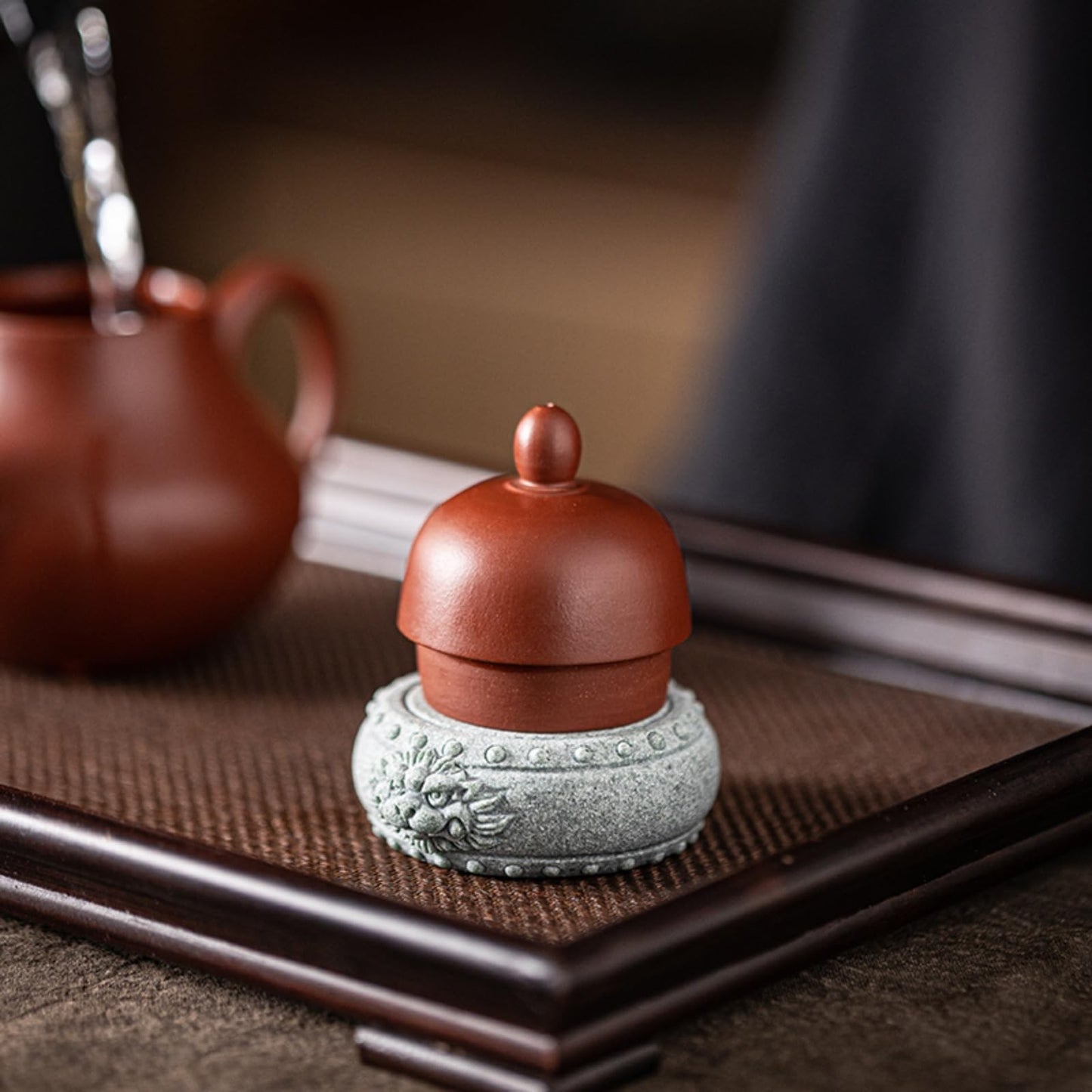 Chinese Green Teacup Mat Tea Pet 8cm 3.2in Tea Play Kung Fu Tea Table Decoration